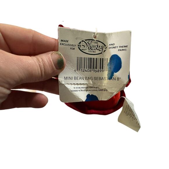 Disney Store Little Mermaid Sebastian Flounder Bean Bag Stuffed Plush Lot - Picture 7 of 8